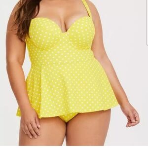 Torrid Vixen Yellow Polka Dot Swimsuit Size 1 NEW